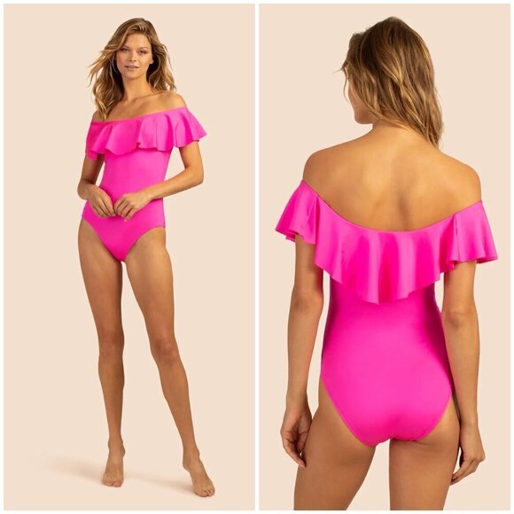💕TRINA TURK💕 Monaco One Piece Bandeau ~ Pink Pop 2 NWT - Picture 1 of 12